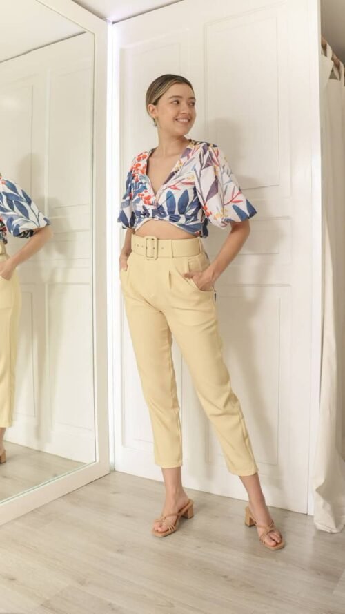 Pantalón de tiro alto con cinturón (varios colores disponibles) – Pepita  Pérez